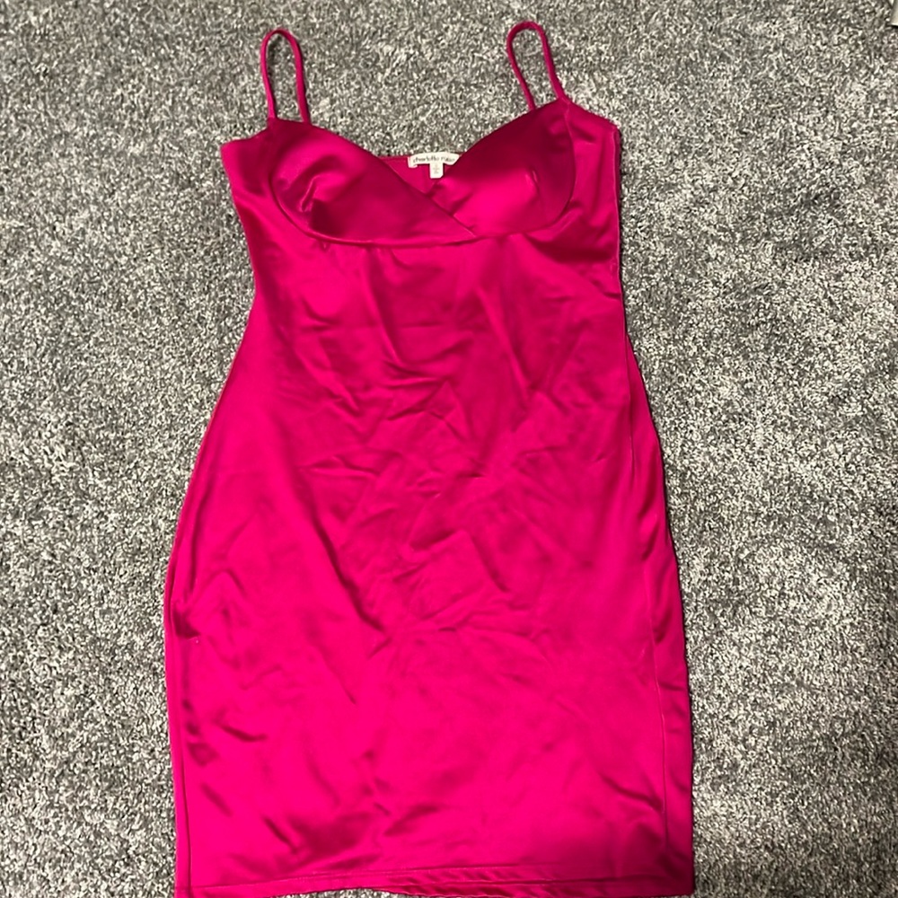 Charlotte Russe hot pink dress size small stretchy material worn once